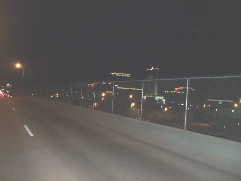 Amarillo, Texas night skyline as seen from US 87-60 southbound bridge over railr