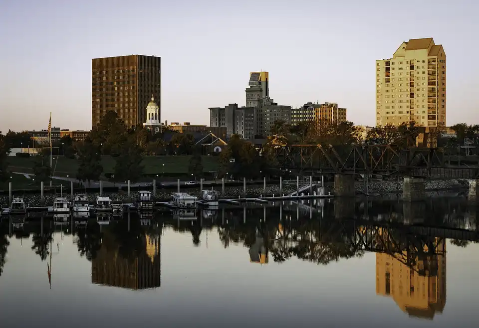 Downtown Augusta, Georgia as seen across the Savannah River, on the Fifth Street