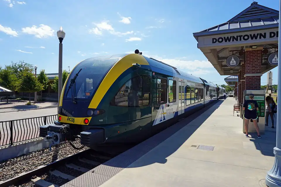 The DCTA A-train at Downtown Denton Transit Center in Denton, Texas (United Stat