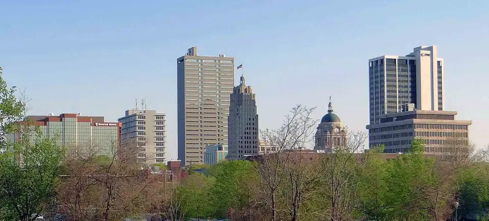 Taken from the footbridge between the Old Fort and Headwaters Park, looking sout