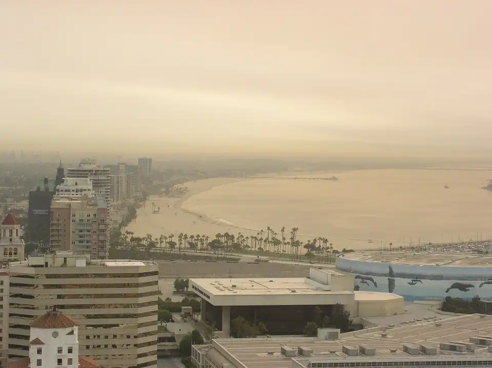 The skyline of Long Beach, California, looking east on the morning of October 24