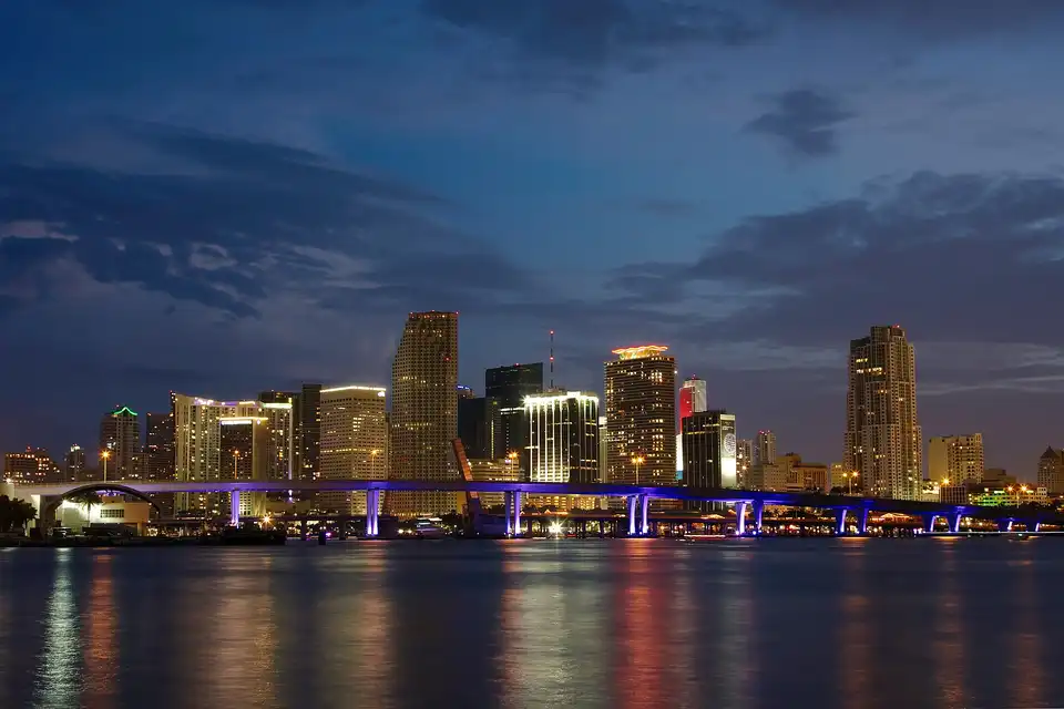 Downtown Miami, Florida, on the 4th of July, 2010, as seen from Watson Island