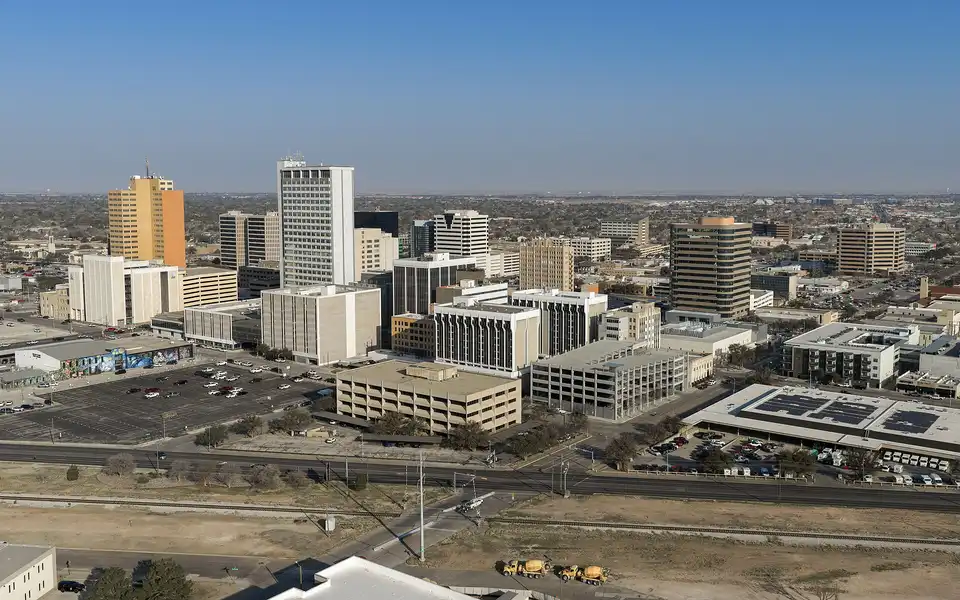 Skyline of downtown Midland, Texas, a major oil & gas city with a population of 