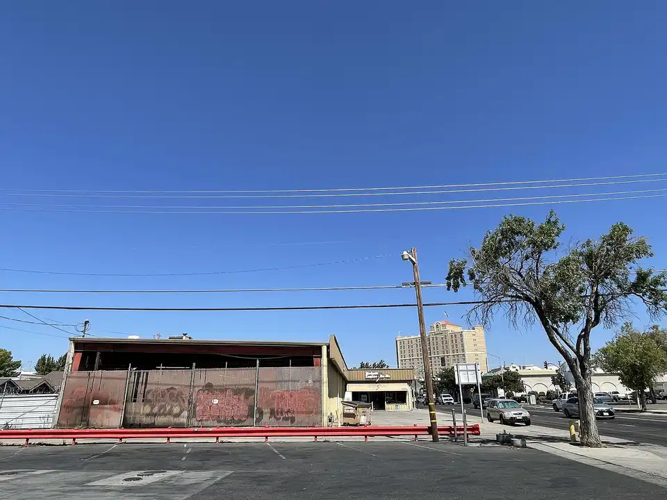 Scene from a gas station parking lot in Modesto, California
