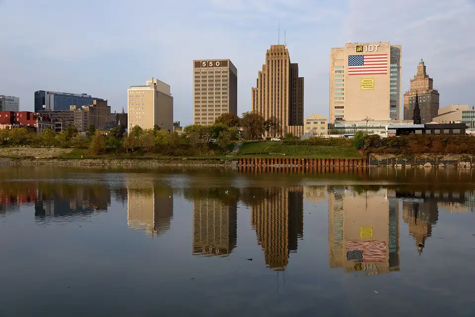 Newark skyline as seen Harrison, New Jersey.