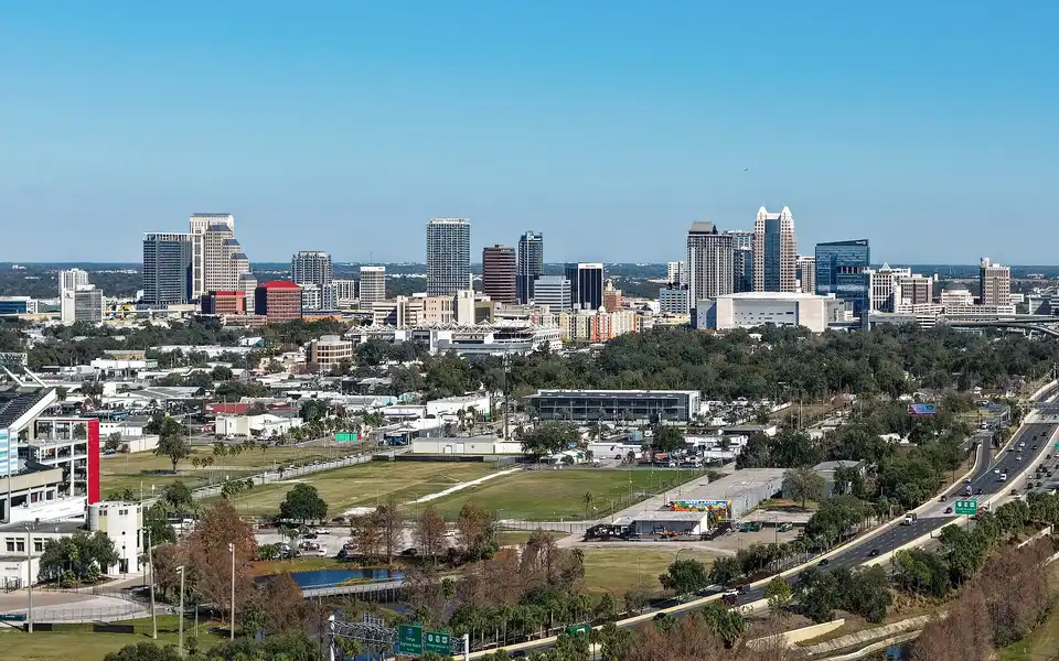 The skyline of downtown Orlando, Florida.