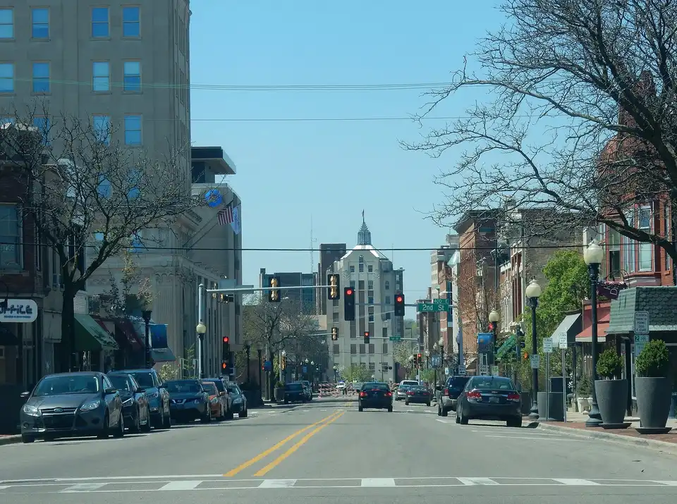 Rockford, Illinois East State Street Corridor looking west from 3rd Street, Apri