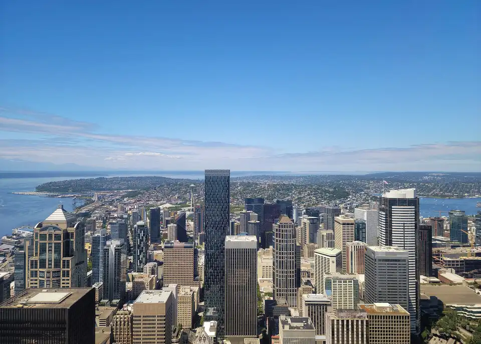 The skyline of the city of Seattle, Washington, U.S., as seen from Columbia Cent
